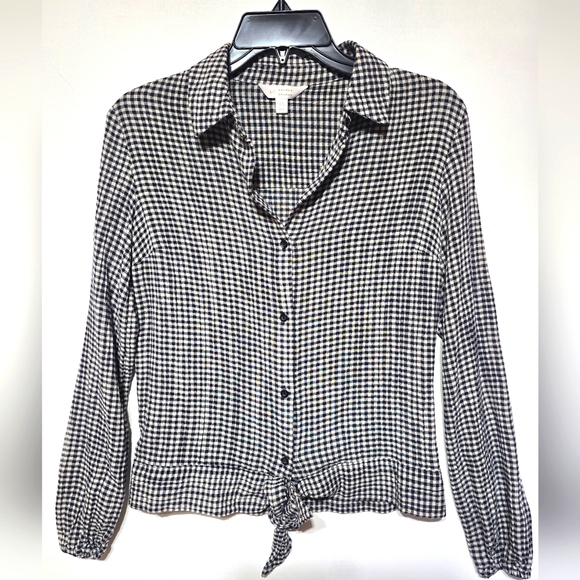 LC Women's Black and White Gingham Top. Size XS - Picture 1 of 7